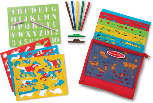 Melissa & Doug Created by Me! Stencil Art Coloring Activity Kit, 170+ Designs, 6 Markers, 2 Crayons, Paper