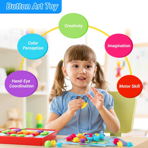 Geekper Button Art Toys for Toddlers - Color Matching Mosaic Pegboard Educational Toys for Kids