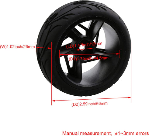 Mxfans RC 12mm Hux Wheel Rims & Rubber Tires for RC 1:10 On Road Drift Car, Pack of 4