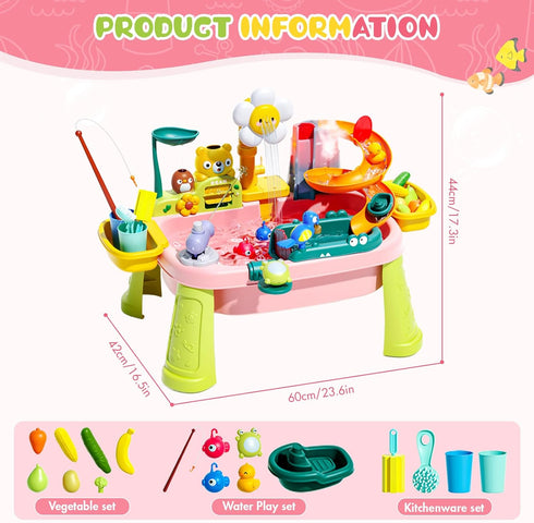 2026 1-3 3-8 Summer Upgraded Pink Stand Water Table for Toddlers - Outdoor Toys for Kids Ages with Pump, Outside