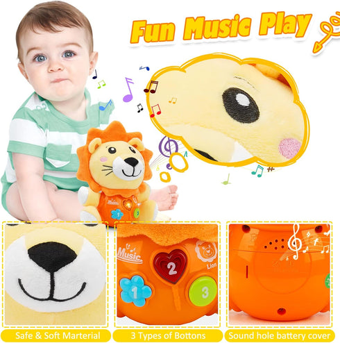 Baby Toys for 6 to 12 Months - Musical Lion Plush Toy for 1 Year Old Boys & Girls - Best Newborn Gift