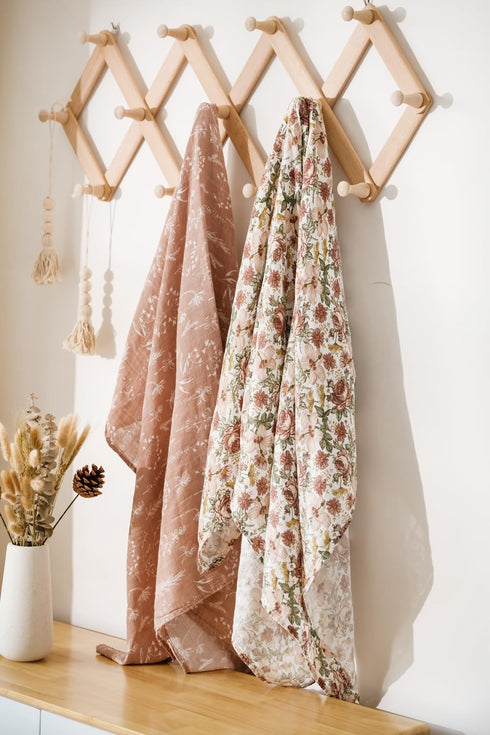 2 Pack 47 47 inches, Little Jump Western Wild Flowers Muslin Swaddle Blankets for Baby Girls, Receiving Blanket Large x