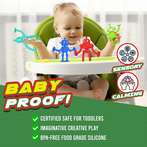 Baby Bath Suction Toy: No Hole Suction Bath Toys for Toddlers, Robot Fidget Toys for Sensory Play