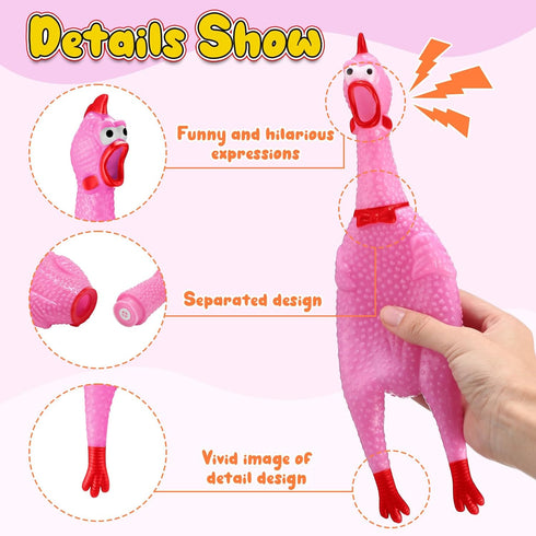 16 Pack (12 Inch,Pastel Sratte Screaming Chicken Toys Bulk Large Rubber Squeaking Chicken Toys for Pet Chew Gifts Prank