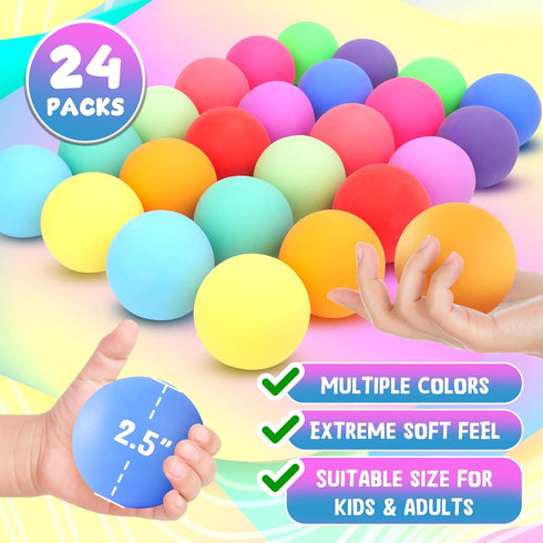 24 Pack, Slow Rising Stress Ball Stretchy Fidget Ball for Anxiety Stress Relief, Hand Therapy Sensory Squishy Ball