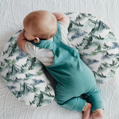 Watercolor Green Mountain Baby Nursing Pillow Covers for Boy Girl Trees Forest Mountains Neutral Nursing Slipcovers