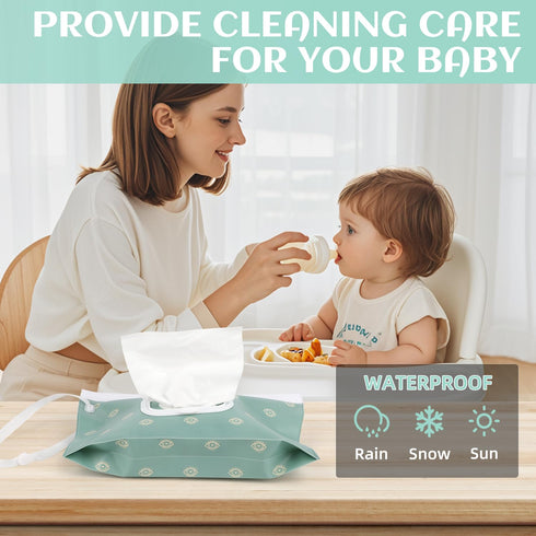 Cecliy 4 Pack Baby Wipe Dispenser, Reusable Portable Wipe Holder, Refillable Wet Wipes Container, Waterproof
