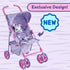Baby Doll Stroller for Toddlers 1-3, Pink & Purple Folding Baby Toy Stroller for Dolls, Pillow Animal Toy