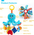0-6 4 hahaland Baby Toys Months - Car Seat Toys Octopus Toy with Pulling Cords, Squeaky, Crinkle, Rattle, Mirror