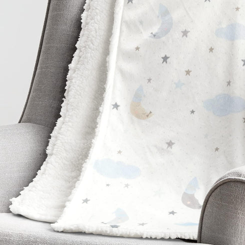 Lush Decor Goodnight Little Moon Soft Sherpa Baby Blanket, 40" x 30", Blue by Lush Decor