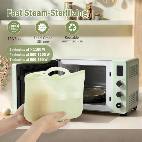 sicyeast 2000ml Silicone Travel Bottle Sterilizer Bags | Microwave Steam Sterilizer Bags for Baby Bottles, Breast Pump