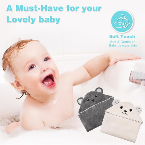 URSEORY 2 Pack 31 31 inch Hooded Baby Towels, Ultra Soft Bath Towels with Hood for Boys, Girls, Toddler, Infant, Kids