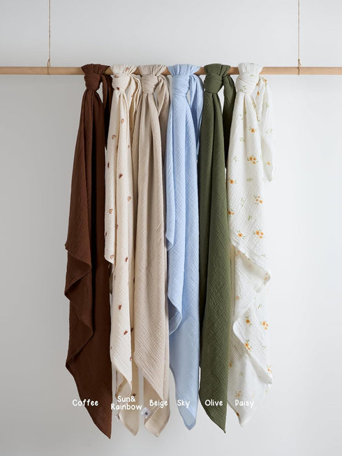 100% Meracorallo Muslin Swaddle Blanket, Cotton Receiving Blanket Soft and Breathable Swaddle Wrap for Baby Boys