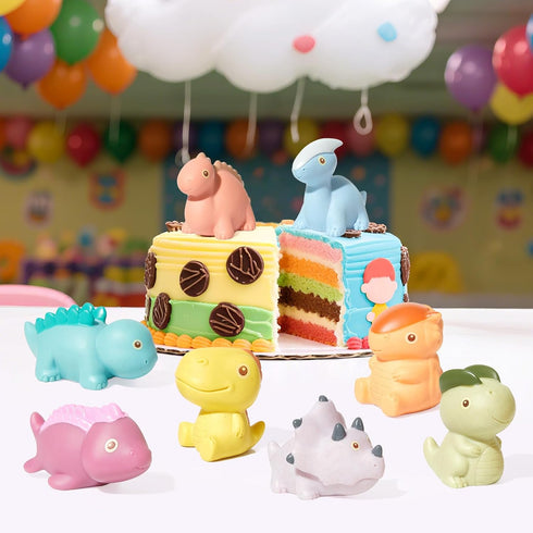 9 Pack 2-4 AMCHSURI Mold Free Bath Toys, Dinosaur |Cute, Not Hold Water Design | Soft, Squeezable & Float on Water |