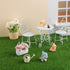 Minamzee 1/12 Sets, 9Pcs Sets, Scale Dollhouse Table Chair Metal Miniature Patio Dollhouse Fairy Garden Bistro Outdoor
