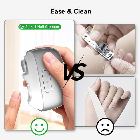 generic 3-in-1 2-Speed Trimmer Rechargeable Electric Nail Clipper Automatic Nail Polisher with LED Light Clip Storage