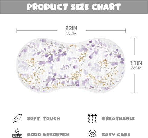 Set 1, Watercolor Wildflower Muslin Baby Burp Cloths of Super Soft & Absorbent Burping Rags, Cotton Burp Clothes Shower