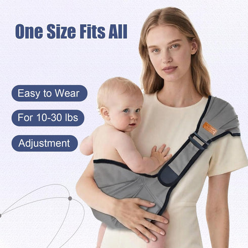 Beyoik 10-30 lbs(Grey) Baby Sling Carrier,Baby Sling with Cushion,Toddler Carrier with Comfortable Sponge