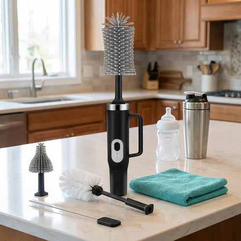 5-in-1 Long Handle Electric Water Bottle Brush, Straw Cleaner Brushes with Removable Brush Head, Water Bottle Brush
