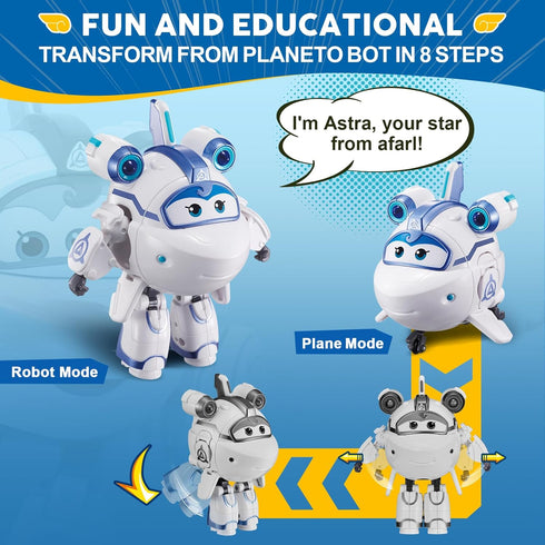 Supercharged Astra Airplane Toys Action Figure, 5" Transforming Airplane to Robot in 10 Steps, Toy for 3-5 Year Olds