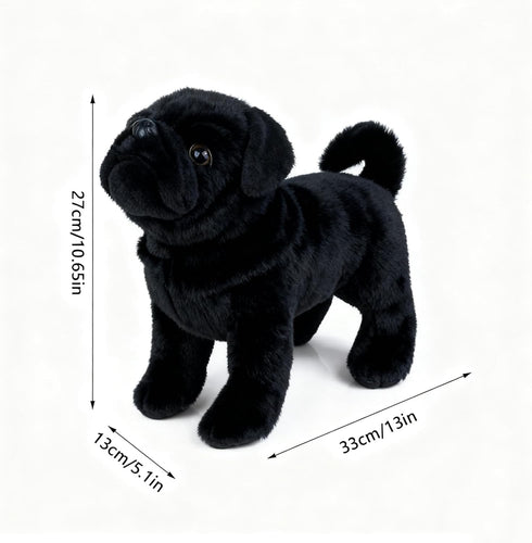 TUKVESZE 12 inch Black Pug Dog Stuffed Animal, Pug Dog Plush Toy Lifelike Dog Stuffed Animals for Girls and Boys