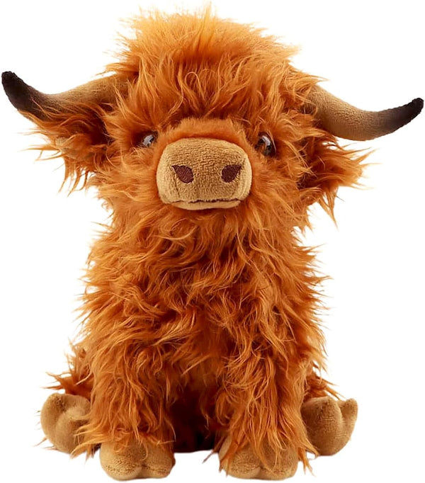 10.5 Inches Highland Cows Stuffed Animals, Cute Fluffy Cow Plush Figure Toys for Kids Baby Girls Boys