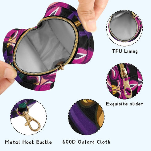 YETTASBIN Mardi Gras Portable Pacifier Holder Case with Metal Hook Buckle & Zipper for Diaper Bag and Stroller