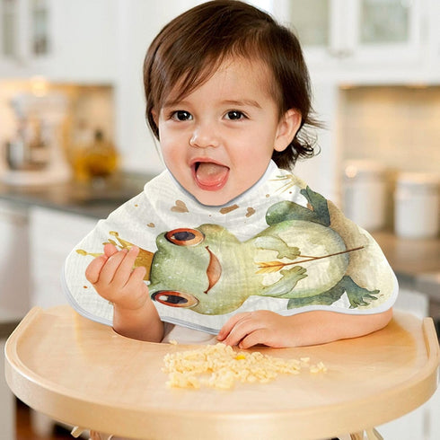 YETTASBIN Watercolor Frog Muslin Baby Burp Cloth, Super Soft Absorbent Cotton Burp Rag Baby Bibs Feeding Cloth