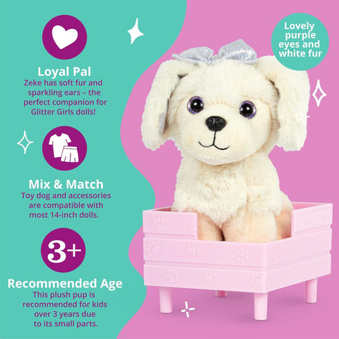Glitter Girls Zeke 6-inch Dog Plush, Golden Retriever Stuffed Animal, Poseable Legs, 14-inch Doll Accessories for Kids