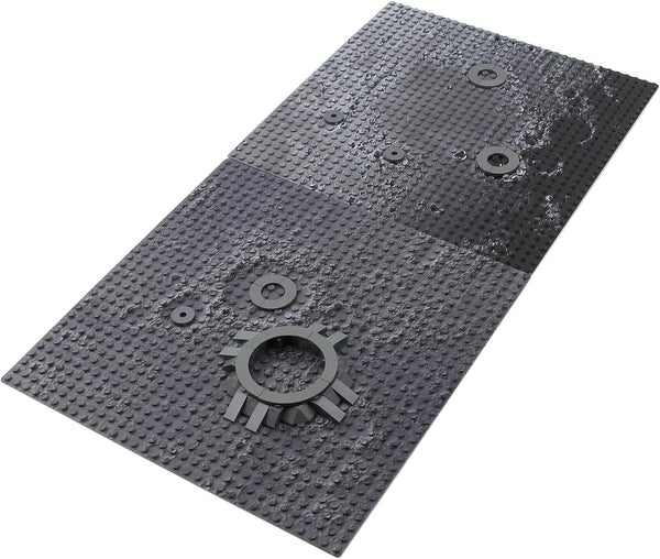 Feleph Space Moon Baseplate, 10x10 inches Classic Building Blocks Base Plate Gray, Compatible with Major Brands