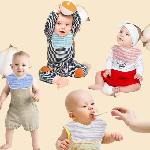 Baby Muslin Drool Bibs for Girl Boy, Teething Bibs, Cotton Muslin Bibs