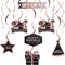LINGTEER Happy 24th Birthday Decorations, 12Pcs Black & Rose Gold Swirls Streamer Set for 24 Years Old Bday Party