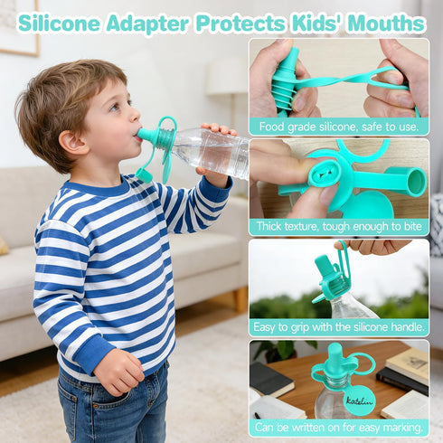 4 Pack) Morlike Living Water Bottle Spout Adapter, Silicone Baby Water Bottle Adapter for Toddlers, Protects Kids Mouth