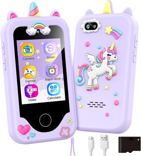 Kids Phone Toy Gift for Girls Age 3-8 - Toddler Smart Phone Dinosaur Learning Toys with Educational Games and Music