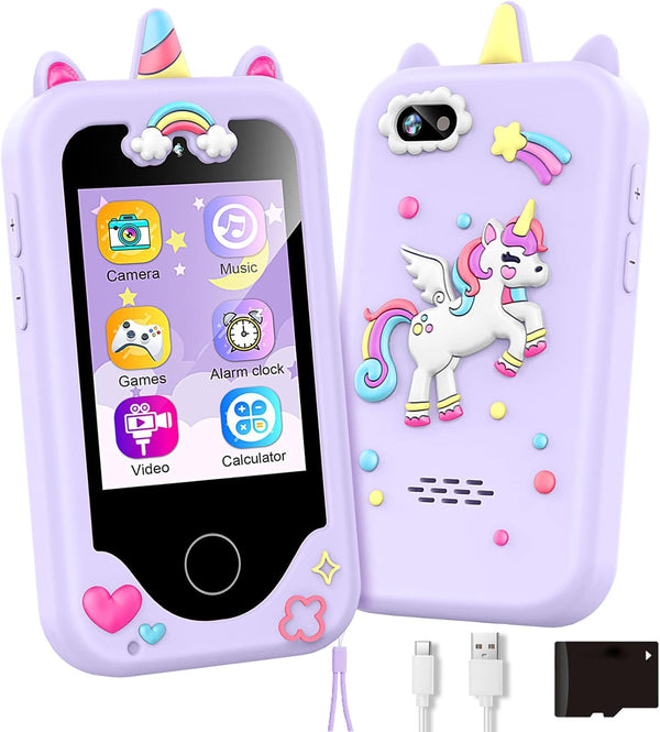 Kids Phone Toy Gift for Girls Age 3-8 - Toddler Smart Phone Dinosaur Learning Toys with Educational Games and Music