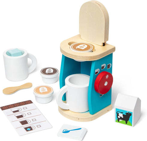 Melissa & Doug 11-Piece Brew and Serve Wooden Coffee Maker Set -