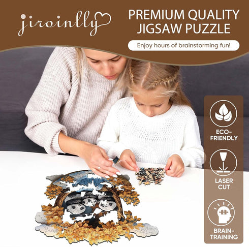 500 16.4x16.7 Jiroinlly Wooden Puzzles for Adults Pieces, Panda Family, Unique Shaped Jigsaw Puzzle, Relaxing Gift