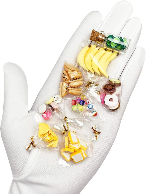 13 Packs Cute 1:12 Miniature Dollhouse Food, Lollipop, Toast, Cheese, and Donut Accessories