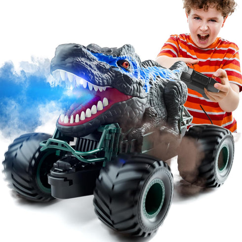 Bennol 2.4GHz Dinosaur Remote Control Car Toys for Kids Boys 4-12, RC Car with Light, Sound, Spray for Indoor Outdoor