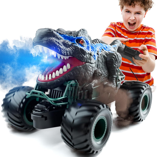 Bennol 2.4GHz Dinosaur Remote Control Car Toys for Kids Boys 4-12, RC Car with Light, Sound, Spray for Indoor Outdoor