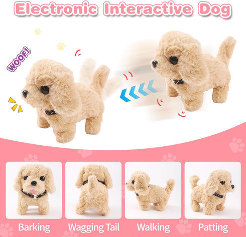 14PCS Set 3 4 5 6+ Dog Toys for Kids, Walking Barking Electronic Interactive Plush Puppy Toy with Carrier