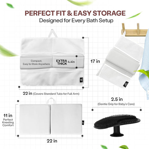 Mohmoud Elbow Set, Elbow Baby Bath Kneeler and Rest Pad Odor-Free Hybrid Comfort Foam, Extra-Strong Suction, Non-Slip