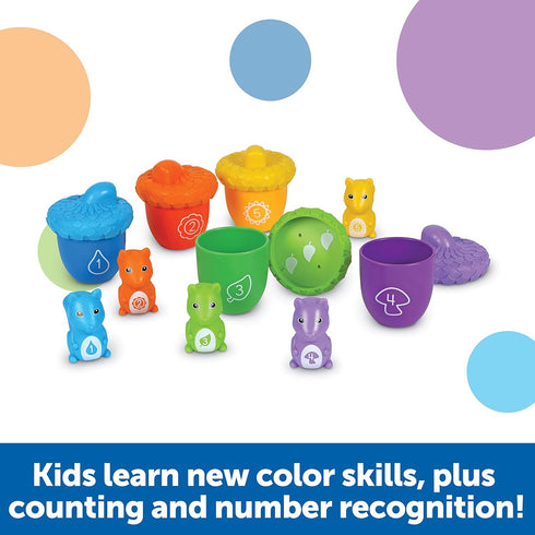 Learning Resources Snap-n-Learn Surprise Squirrels, 15 Pieces, Ages 18 Months+, Fine Motor Skills Educational Toys