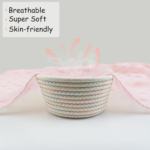 Viviland Muslin Swaddle Blankets, Breathable Baby Receiving Wraps, 2-Pack Sun, 47 x 47 inches