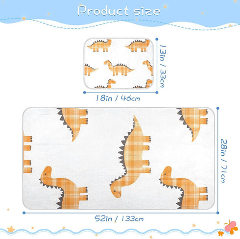 SyXIOP 28" 52" Orange Plaid Cute Dino Cooling Baby Crib Mattress x Breathable Crib Padding for Baby&Toddler