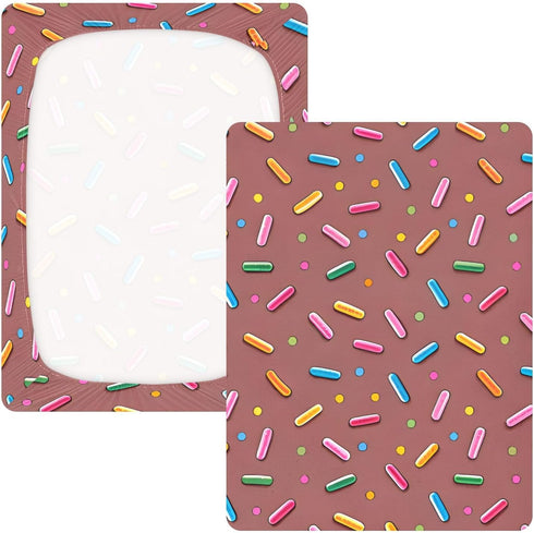 CZXW 52" 28" Sprinkles Colorful Crib Sheets Fitted x Natural Cotton Soft & Breathable for Baby Crib Mattress
