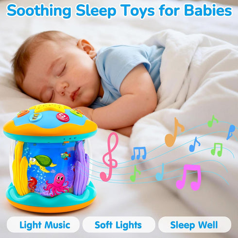 6-12 Tummy 0-6 3-6 4 5 6 7 8 9 12-18 1 Baby Toys Months Ocean Projector Rotating Musical Light Up Time Toys for Infant