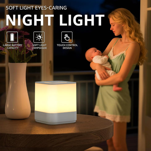 2 Pack 3 Dimmable uuffoo Rechargeable Night Light Lamp Color Touch LED Portable Table Lamp Battery Operated, USB