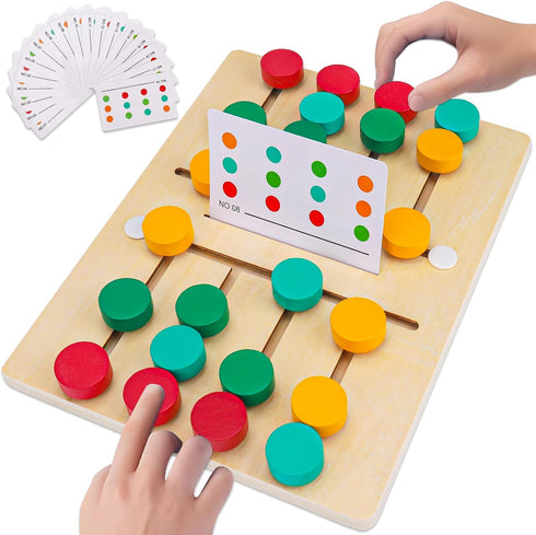 AugToy Montessori Color Matching Learning Toys – Sliding Puzzle for Kids Age 3-7 – Educational Wooden Toddler Travel