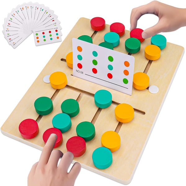 AugToy Montessori Color Matching Learning Toys – Sliding Puzzle for Kids Age 3-7 – Educational Wooden Toddler Travel